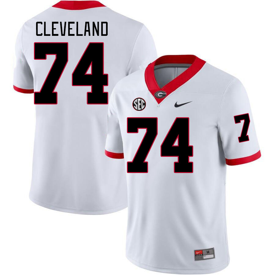 #74 Ben Cleveland Georgia Bulldogs Jerseys Football Stitched-White